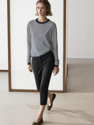 Randig tröja i bomull och silke