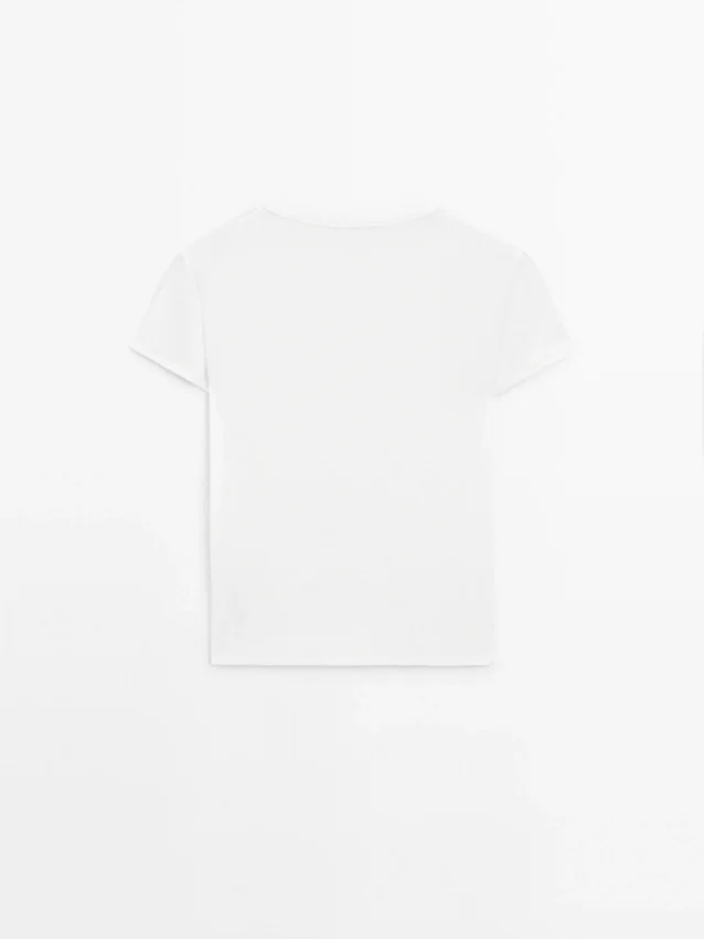 Ribbad, kraftig T-shirt med korta ärmar Ribbad, kraftig T-shirt med korta ärmar