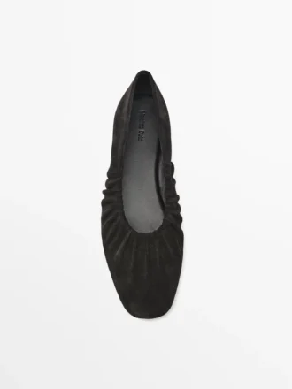 Rynkade ballerinaskor i splitläder