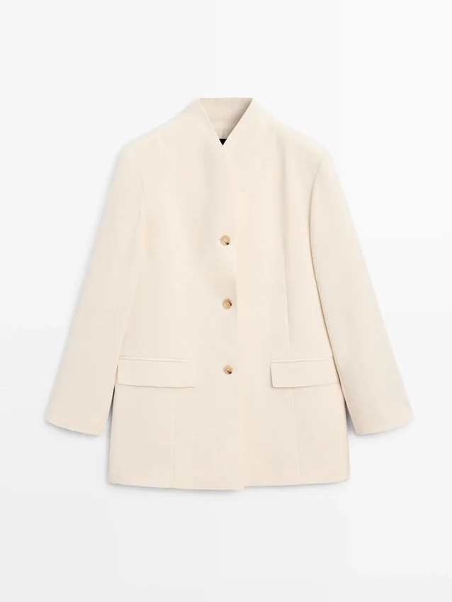 Satinkavajer med hög hals Satinkavajer med hög hals