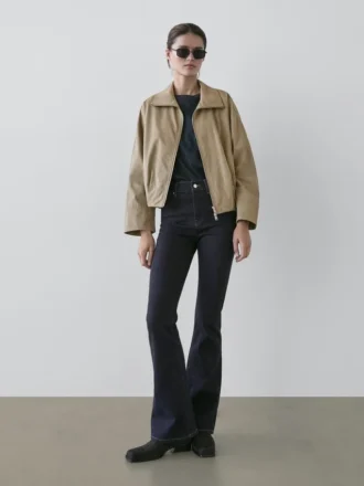 Skinny jeans med hög midja och utsvängda ben