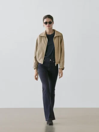 Skinny jeans med hög midja och utsvängda ben