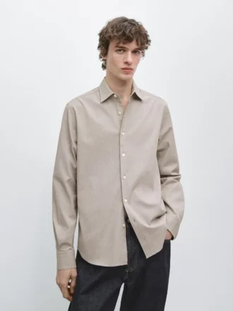 Skjorta i bomullsblandning med hundtandsmönster