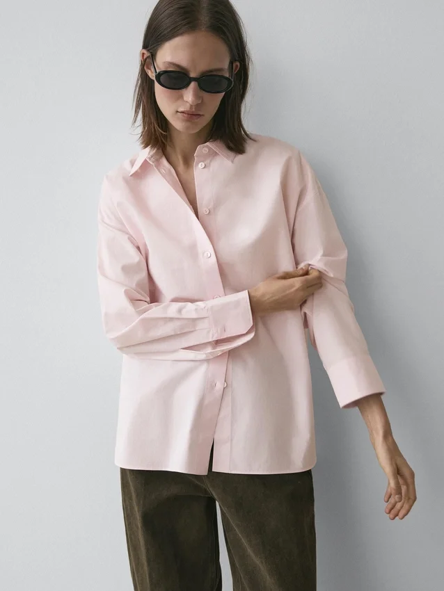 Skjorta i poplin och bomullsblandning Skjorta i poplin och bomullsblandning