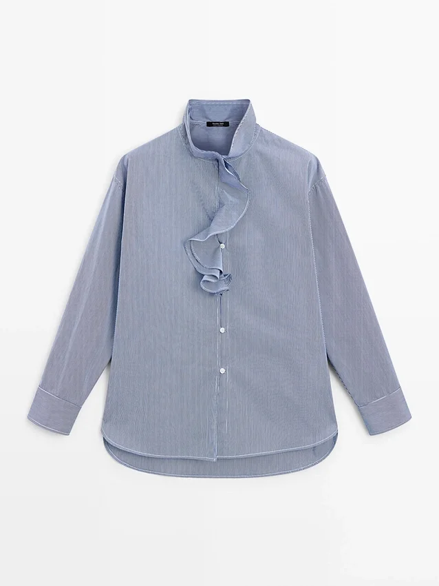 Skjorta med volangdetalj vid kragen Skjorta med volangdetalj vid kragen