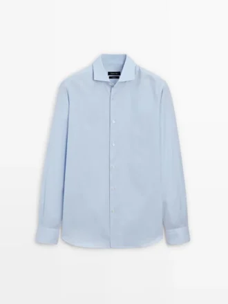 Slim Fit-skjorta i 100 % bomull med mikrorutmönster