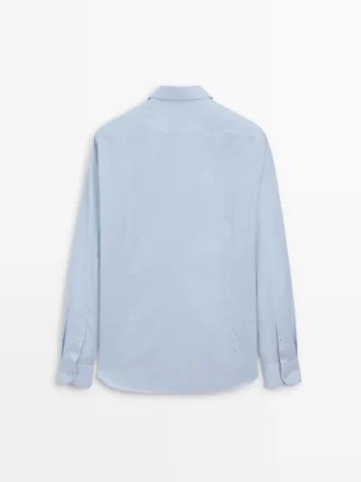 Slim Fit-skjorta i 100 % bomull med mikrorutmönster