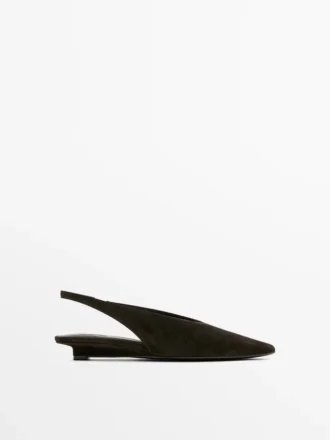 Slingback-skor i spaltat mocka