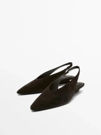 Slingback-skor i spaltat mocka