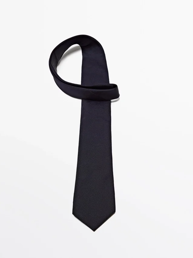 Slips i twill av bomulls- och silkesblandning Slips i twill av bomulls- och silkesblandning