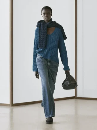 Stickad tröja i bomullsblandning med knutdetaljer