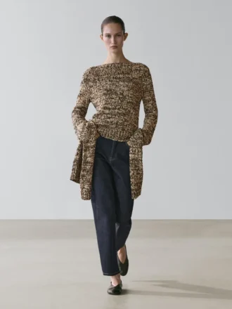 Stickad tröja i mouline-bomullsblandning