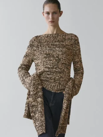 Stickad tröja i mouline-bomullsblandning