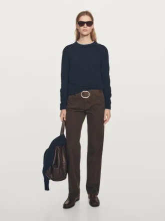 Stickad tröja i ullblandning med rund hals