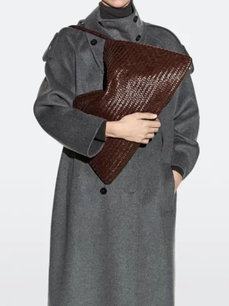 Stor vävd väska i nappaläder