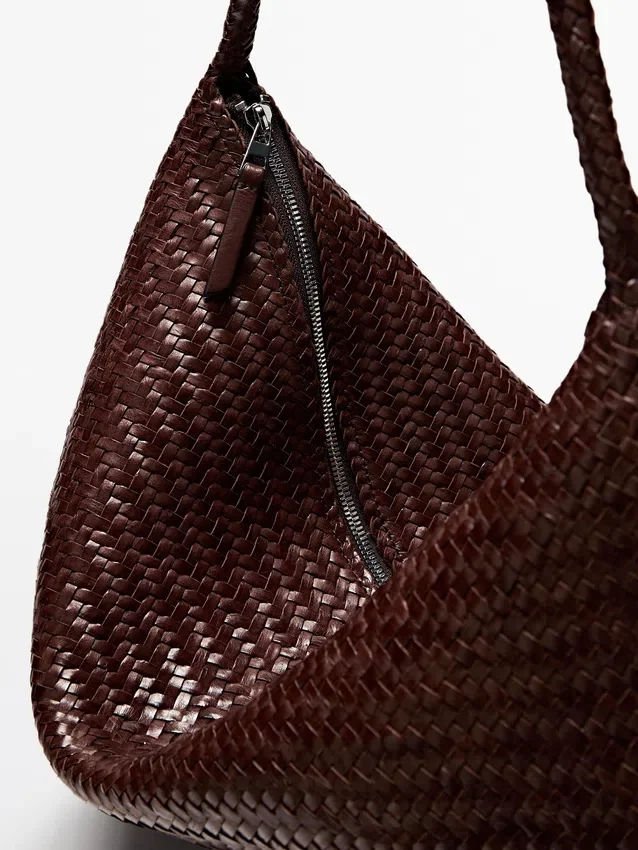 Stor vävd väska i nappaläder Stor vävd väska i nappaläder