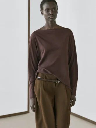 T-shirt i 100 % bomull med båthals