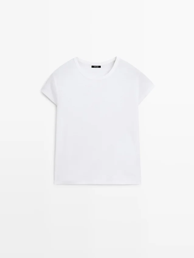 T-shirt i 100 % merceriserad bomull med korta ärmar T-shirt i 100 % merceriserad bomull med korta ärmar