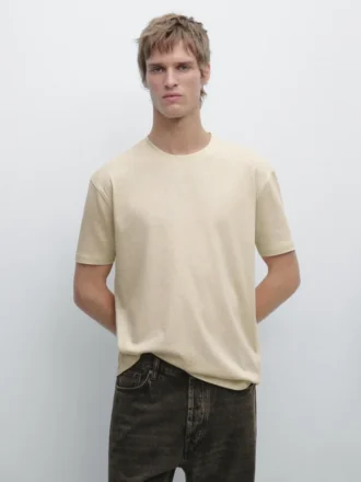 T-shirt med korta ärmar i bomullsblandning