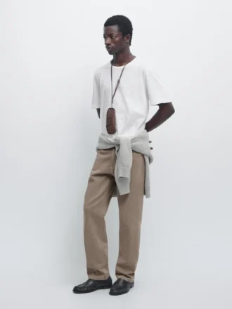 T-shirt med korta ärmar i linneblandning