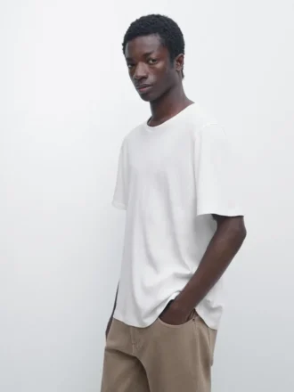 T-shirt med korta ärmar i linneblandning