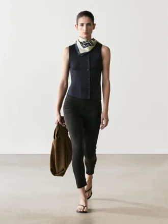 Top i bomullsblandning med knäppning