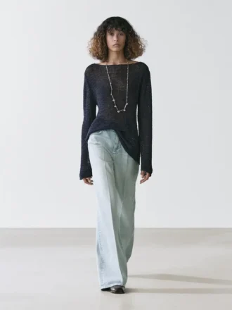 Tröja i bomullsblandning med båthals