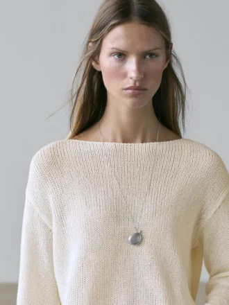 Tröja i bomullsblandning med cutwork