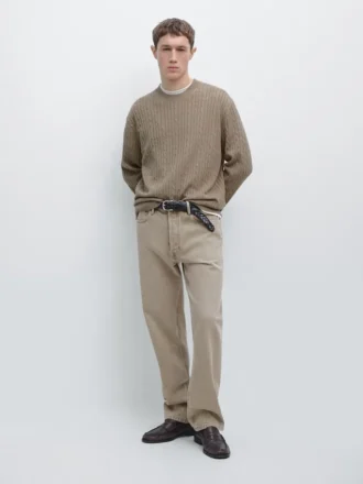 Tröja i bomullsblandning med kabelstickning