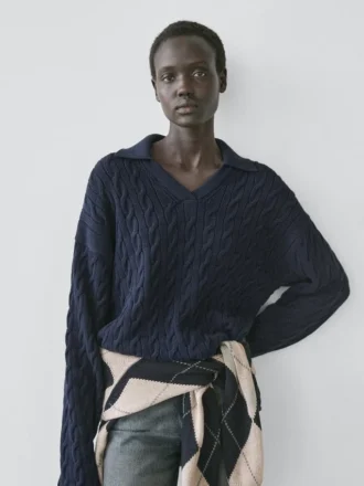 Tröja i bomullsblandning med polokrage