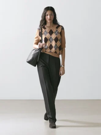 Tröja i bomullsstickat med argylemönster