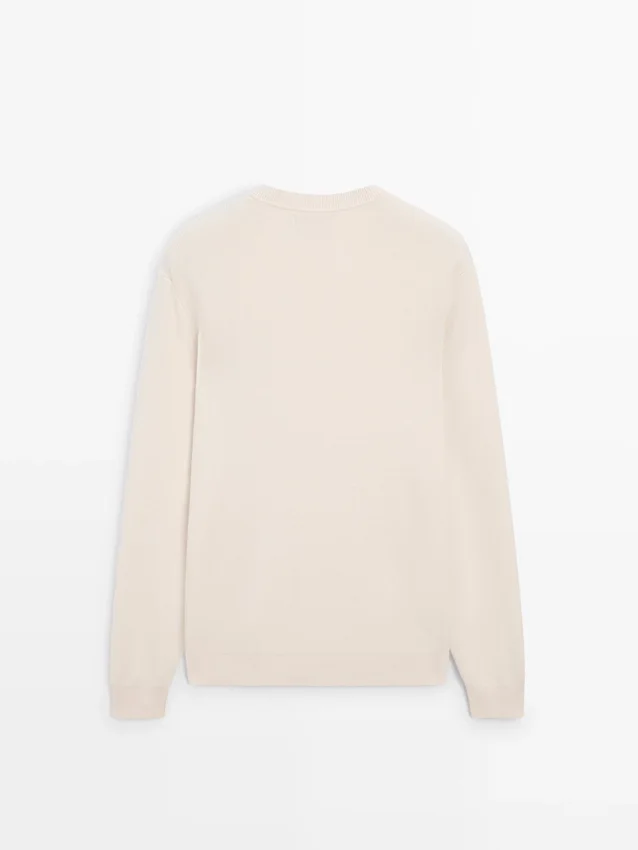 Tröja i bomullstrik med rund hals Tröja i bomullstrik med rund hals