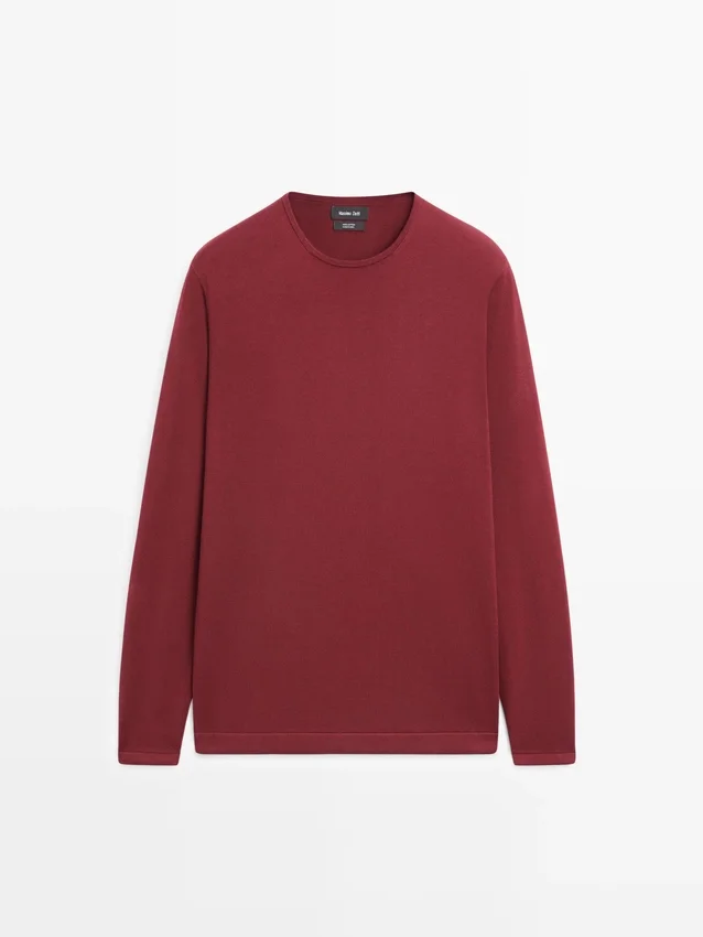 Tröja i bomullstrik med rund hals Tröja i bomullstrik med rund hals