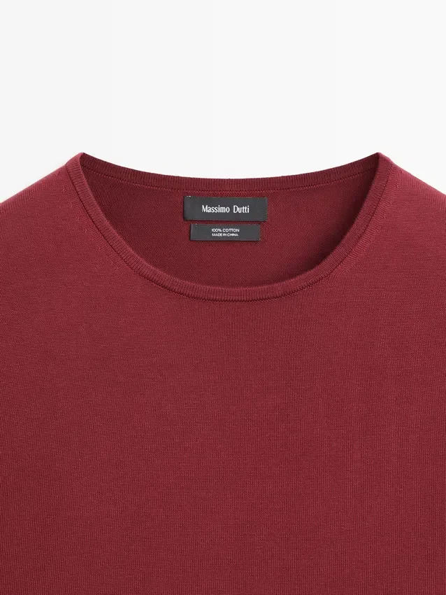 Tröja i bomullstrik med rund hals Tröja i bomullstrik med rund hals