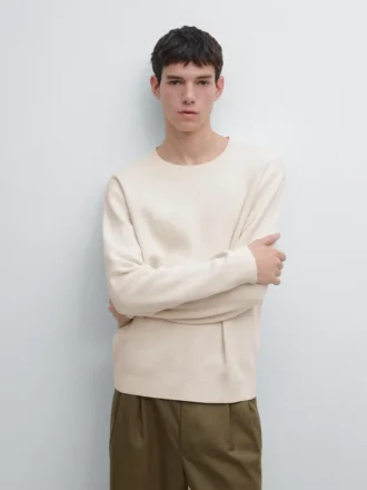 Tröja i bomullstrik med rund hals