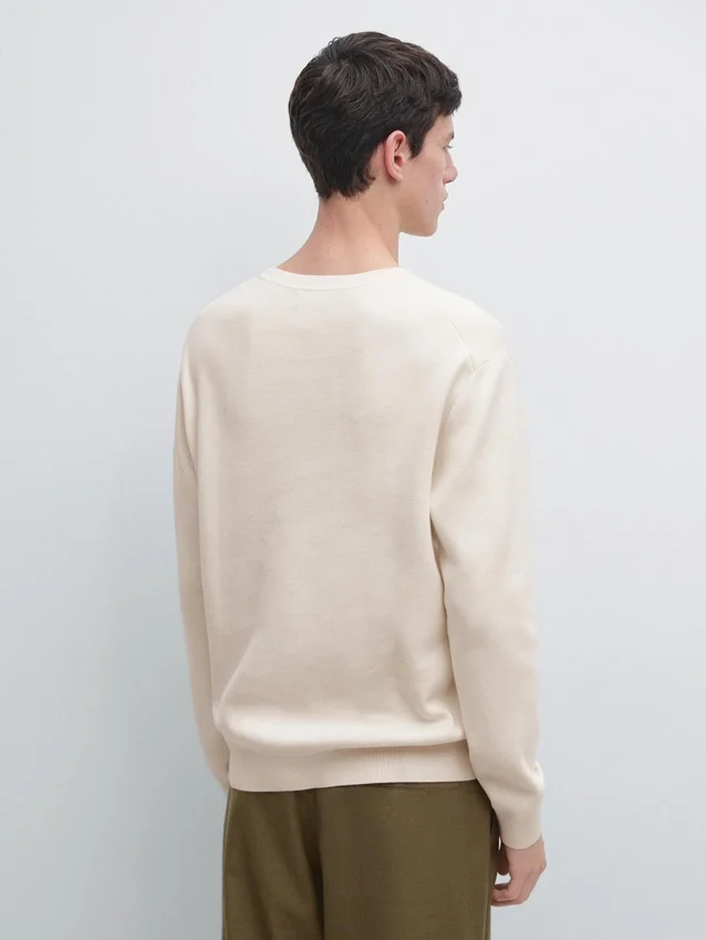 Tröja i bomullstrik med rund hals Tröja i bomullstrik med rund hals