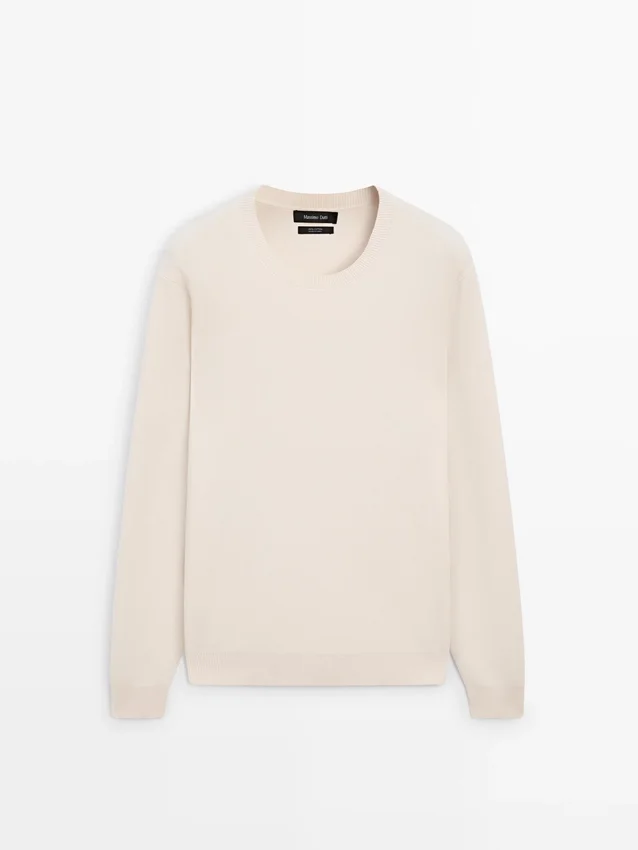 Tröja i bomullstrik med rund hals Tröja i bomullstrik med rund hals