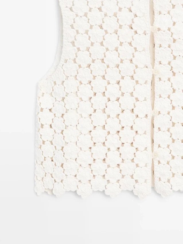 Väst i bomullsväv med blommönster Väst i bomullsväv med blommönster